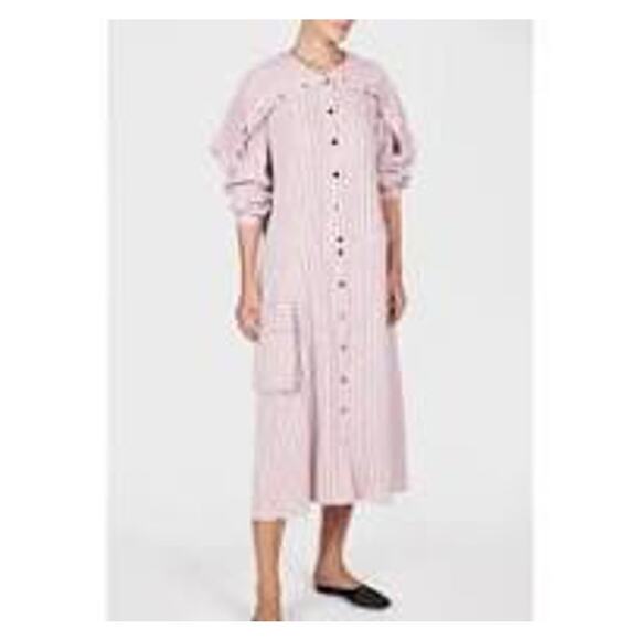 Tibi Viscose Twill Anorak Maxi  Shirtdress Pink Women's Size XS - Picture 1 of 11